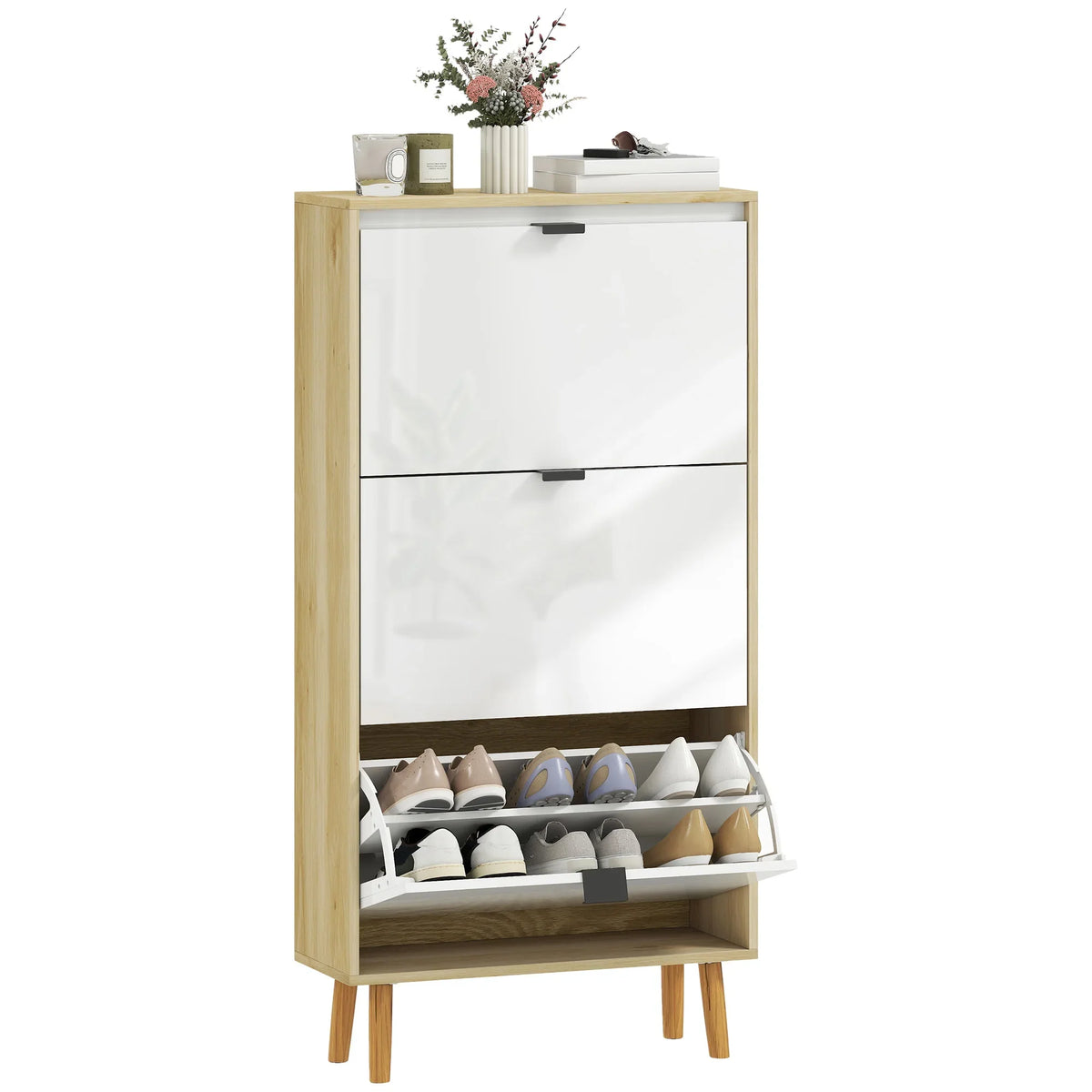 Scarpiera bianca slim a 3 ribalte 60 x 24 x 127 cm - MondoScarpiera.it