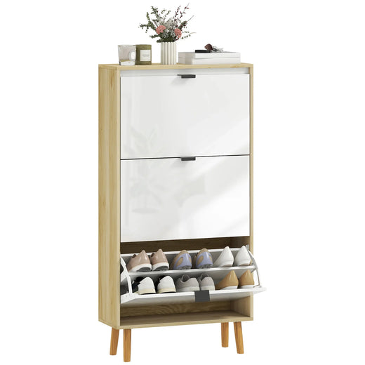 Scarpiera bianca slim a 3 ribalte 60 x 24 x 127 cm - MondoScarpiera.it