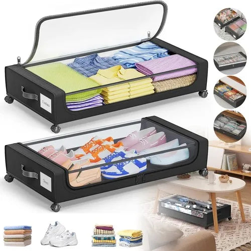 Scatole porta scarpe sottoletto con ruote, set da 2 - MondoScarpiera.it